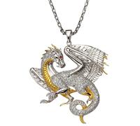 Kettenanhänger FIRETTI "Schmuck Geschenk Silber 925 Halsschmuck Anhänger Drache", gold (silberfarben, gelbgoldfarben, orange, weiß), Schmuckanhänger, Damen, Silber 925 (Sterlingsilber), 11,5 g, Ketten