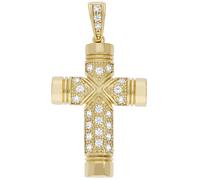 Kettenanhänger FIRETTI "Schmuck Geschenk Silber 925 Halsschmuck Anhänger Kreuz", gold (gelbgoldfarben, weiß), Schmuckanhänger, Damen, Silber 925 (Sterlingsilber), 9,7 g, Kettenanhänger, mit Zirkonia (