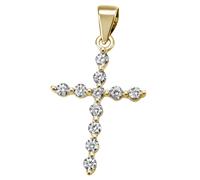 Kettenanhänger FIRETTI "Schmuck Geschenk Silber 925 Halsschmuck Anhänger Kreuz", gold (gelbgoldfarben, kristallweiß, kristallweiß), Schmuckanhänger, Damen, Silber 925 (Sterlingsilber), 1,2 g, Kettenan
