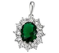Kettenanhänger FIRETTI "Schmuck Geschenk Silber 925 Halsschmuck Anhänger Lady D Diana Royal", grün (silberfarben, smaragdgrün, kristallweiß, smaragdgrün, kristallweiß), Schmuckanhänger, Damen, Silber