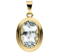 Kettenanhänger JOBO "Anhänger 17,5 mm oval mit Aquamarin", gelbgold 585, hellblau, Schmuckanhänger, Damen, Gelbgold 585, Kettenanhänger, 14 Karat 585 Gold (33636901-0) gelbgold 585, hellblau