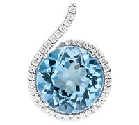 Kettenanhänger JOBO "Anhänger 19,1 mm mit Blautopas und 37 Diamanten", weißgold 585, blau, Schmuckanhänger, Damen, VS = sehr kleine Einschlüsse, Diamanten Weißgold 585, Diamanten, Weißgold 585, Ketten