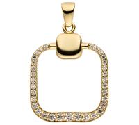 Kettenanhänger JOBO "Anhänger abgerundet 23 mm", gelbgold 333, weiß, Schmuckanhänger, Damen, Gelbgold 333, Kettenanhänger, 8 Karat 333 Gold mit 33 Zirkonia (81996453-0) gelbgold 333, weiß
