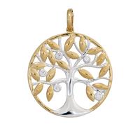 Kettenanhänger JOBO "Anhänger Baum", gelb (gelbgold 585), Schmuckanhänger, Damen, P1 = bei 10-facher Vergrößerung erkennbare Einschlüsse, Diamanten Gelbgold 585, Diamanten, Gelbgold 585, Kettenanhänge