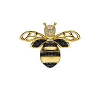Kettenanhänger JOBO "Anhänger Biene 23 mm", goldfarben, schwarz, weiß, Schmuckanhänger, Damen, Silber 925 (Sterlingsilber), Kettenanhänger, 925 Silber vergoldet mit 52 Zirkonia (77391913-0) goldfarben