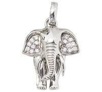 Kettenanhänger JOBO "Anhänger Elefant", silber (silber 925), Schmuckanhänger, Damen, Silber 925 (Sterlingsilber), Kettenanhänger, 925 Silber mit 16 Zirkonia (76028211-0) silber 925