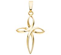 Kettenanhänger JOBO "Anhänger geschwungenes Kreuz", gelb (gelbgold 375), Schmuckanhänger, Damen, Gelbgold 375, Kettenanhänger, 375 Gold (21720313-0) gelbgold 375