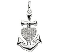 Kettenanhänger JOBO "Anhänger Glaube, Liebe, Hoffnung", silber (silber 925), Schmuckanhänger, Damen, Silber 925 (Sterlingsilber), Kettenanhänger, 925 Silber mit 31 Zirkonia (48437118-0) silber 925