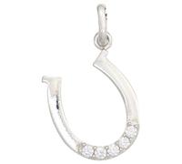 Kettenanhänger JOBO "Anhänger Hufeisen 17 mm", silber 925, weiß, Schmuckanhänger, Mädchen, Silber 925 (Sterlingsilber), Kettenanhänger, 925 Silber rhodiniert mit Zirkonia (39233236-0) silber 925, weiß