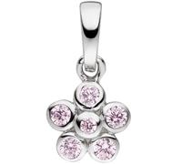 Kettenanhänger JOBO "Anhänger Kinderanhänger Blume 7 mm", rosa, rosa, Schmuckanhänger, Mädchen, Silber 925 (Sterlingsilber), Kettenanhänger, 925 Silber rhodiniert mit 6 rosa Zirkonia (86181218-0) rosa