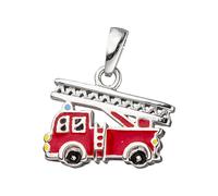 Kettenanhänger JOBO "Anhänger Kinderanhänger Feuerwehr 11 mm", rot, Schmuckanhänger, Mädchen, Silber 925 (Sterlingsilber), Kettenanhänger, 925 Silber rhodiniert (73169552-0) rot