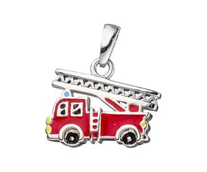 Kettenanhänger JOBO "Anhänger Kinderanhänger Feuerwehr 11 mm", rot, Schmuckanhänger, Mädchen, Silber 925 (Sterlingsilber), Kettenanhänger, 925 Silber rhodiniert (73169552-0) rot
