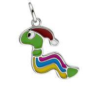 Kettenanhänger JOBO "Anhänger Kinderanhänger Wurm Regenwurm", mehrfarbig, Schmuckanhänger, Mädchen, Silber 925 (Sterlingsilber), Kettenanhänger, 925 Silber bunt emailliert (74350561-0) mehrfarbig