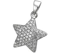 Kettenanhänger JOBO "Anhänger Stern 15,4 mm mit 67 Zirkonia", silber 925, weiß, Schmuckanhänger, Damen, Silber 925 (Sterlingsilber), Kettenanhänger, 925 Silber rhodiniert (53563860-0) silber 925, weiß