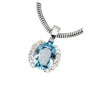 Kettenanhänger JOBO "Anhänger Weißgoldanhänger 13 mm", blau, blau, Schmuckanhänger, Damen, P1 = bei 10-facher Vergrößerung erkennbare Einschlüsse, Diamanten Weißgold 585, Diamanten, Weißgold 585, Kett