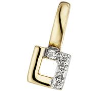 Kettenanhänger JOBO "Kleiner Anhänger eckig 9 mm", gelbgold 585, Schmuckanhänger, Damen, SI = kleine Einschlüsse, Diamanten Gelbgold 585, Diamanten, Gelbgold 585, Kettenanhänger, 585 Gold mit 4 Diaman