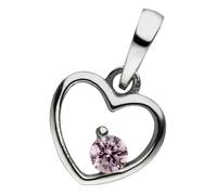 Kettenanhänger JOBO "Kleiner Anhänger Kinderanhänger Herz 8 mm", rosa, rosa, Schmuckanhänger, Mädchen, Silber 925 (Sterlingsilber), Kettenanhänger, 925 Silber rhodiniert mit rosa Zirkonia (47929365-0)