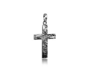Kettenanhänger KUZZOI "Herren Kreuz Matt Gehämmert 925 Silber", schwarz, Schmuckanhänger, Herren, onesize, ohne Stein, Silber 925 (Sterlingsilber), Kettenanhänger (78565567-0) schwarz