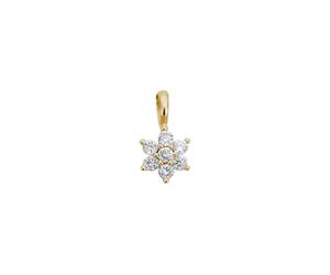 Kettenanhänger LYOMI "585/- Gelbgold Blume 7 synth. Diam. 0,13ct.", gelb, Schmuckanhänger, Damen, one-size, 0,13 VS = sehr kleine Einschlüsse, Gold, 0,3 g, Kettenanhänger (67433560-0) gelb