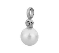 Kettenanhänger LYOMI "585/- Weißgold Perle bouton 1 synth. Diam. 0,02ct.", weiß, Schmuckanhänger, Damen, one-size, 0,02 VS = sehr kleine Einschlüsse, Gold, 1,3 g, Kettenanhänger (10482036-0)