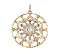 Ketten-Anhänger GIORGIO MARTELLO MILANO "Mandala, Silber 925" Schmuckanhänger Gr. 4,5 cm, Silber 925 (Sterlingsilber), bunt (mehrfarbig) Damen (83221968-0) mehrfarbig