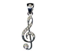 KETTENANHÄNGER Notenschlüssel/Echt Silber 925 mit Zirkonia/Klassik Design/Steinarbe: klar weiss/Online Shop Schmuck kaufen / 51042
