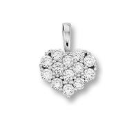 Kettenanhänger ONE ELEMENT "0.18 ct Diamant Brillant Herz Anhänger aus 585 Weißgold", silber, Schmuckanhänger, Damen, 0,18, Diamanten Gold Weißgold 585, Diamanten, Gold, Weißgold 585, Kettenanhänger,