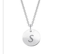 Kettenanhänger ONE ELEMENT "Buchstaben Anhänger aus 333 Weißgold Ø 11,0 mm", silber, Schmuckanhänger, Damen, Buchstabe S im Setmit Halskette, A, Gold Weißgold 333, Gold, Weißgold 333, Kettenanhänger, 