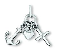Kettenanhänger ONE ELEMENT "Glaube Liebe Hoffnung Anhänger aus 925 Silber", silber, Schmuckanhänger, Damen, Silber 925 (Sterlingsilber), Kettenanhänger, Herz mit Bedeutung - eine feine Geschenkidee fü