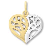 Kettenanhänger ONE ELEMENT "Zirkonia Herz Herz Anhänger aus 333 Gelbgold", gold, Schmuckanhänger, Damen, Gelbgold 333 Gold, Gelbgold 333, Gold, Kettenanhänger, Ein Geschenk von Herzen - zart, elegant 
