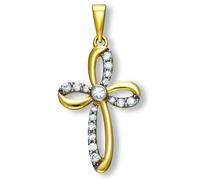 Kettenanhänger ONE ELEMENT "Zirkonia Kreuz Anhänger aus 333 Gelbgold", gold, Schmuckanhänger, Damen, Gelbgold 333 Gold, Gelbgold 333, Gold, Kettenanhänger, Feine Gestaltung - ein Sinnbild mit ruhiger 