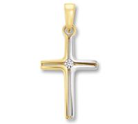 Kettenanhänger ONE ELEMENT "Zirkonia Kreuz Anhänger aus 333 Gelbgold", gold, Schmuckanhänger, Damen, Gelbgold 333 Gold, Gelbgold 333, Gold, Kettenanhänger, Fein gefertigt - ein Zeichen mit besonderer 