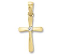 Kettenanhänger ONE ELEMENT "Zirkonia Kreuz Anhänger aus 333 Gelbgold", gold, Schmuckanhänger, Damen, Gelbgold 333 Gold, Gelbgold 333, Gold, Kettenanhänger, Bedeutungsvoll & zeitlos - ein Begleiter mit