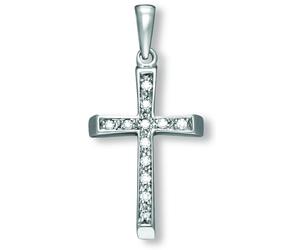 Kettenanhänger ONE ELEMENT "Zirkonia Kreuz Anhänger aus 333 Weißgold", silber, Schmuckanhänger, Damen, Gold Weißgold 333, Gold, Weißgold 333, Kettenanhänger, Ihr persönliches Symbol - liebevoll gearbe