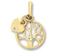 Kettenanhänger ONE ELEMENT "Zirkonia Lebensbaum Anhänger aus 333 Gelbgold", gold, Schmuckanhänger, Damen, Gelbgold 333 Gold, Gelbgold 333, Gold, Kettenanhänger, Damen Gold Schmuck Lebensbaum (97009010