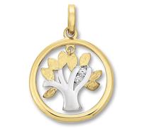Kettenanhänger ONE ELEMENT "Zirkonia Lebensbaum Anhänger aus 333 Gelbgold", gold, Schmuckanhänger, Damen, Gelbgold 333 Gold, Gelbgold 333, Gold, Kettenanhänger, Symbolische Note - harmonisch gestaltet