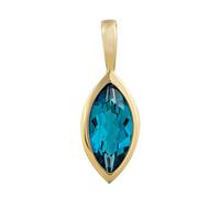 Kettenanhänger OROLINO "585 Gold mit Blautopas (beh.) Navette-Schliff", gelb (gelb, blau), Schmuckanhänger, Damen, one-size, Gold, 0,5 g, Kettenanhänger (54182118-0) gelb, blau