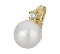 Kettenanhänger OROLINO "585 Gold mit Brillant 0,03ct. + Perle 6,5-7mm", gelb (gelb, weiß), Schmuckanhänger, Damen, one-size, 0,03 SI = kleine Einschlüsse, Gold, 0,7 g, Kettenanhänger (10307035-0) gelb