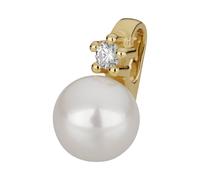 Kettenanhänger OROLINO "585 Gold mit Brillant 0,03ct. + Perle weiß 5,5-6mm", gelb (gelb, weiß), Schmuckanhänger, Damen, one-size, 0,03 SI = kleine Einschlüsse, Gold, 0,6 g, Kettenanhänger (22494627-0)