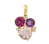 Kettenanhänger OROLINO "585 Gold mit echten Steinen", gelb (gelb, rosa), Schmuckanhänger, Damen, one-size, 0,02 P1 = bei 10-facher Vergrößerung erkennbare Einschlüsse, Gold, 0,7 g, Kettenanhänger (980