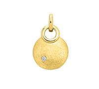 Kettenanhänger OROLINO "Gold 585 mattiert mit Brillant 0,02ct.", gelb, Schmuckanhänger, Damen, one-size, 0,02 SI = kleine Einschlüsse, Gold, 1,4 g, Kettenanhänger (72295947-0) gelb