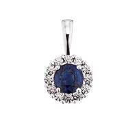 Kettenanhänger OROLINO "Gold 585 mit 12x Brillant zus. 0,12ct. und Safir blau", weiß, Schmuckanhänger, Damen, one-size, 0,12 SI = kleine Einschlüsse, Gold, 0,5 g, Kettenanhänger (24670528-0) weiß