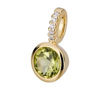 Kettenanhänger OROLINO "Gold 585 mit 5x Brillant zus. 0,02ct. und Peridot", gelb, Schmuckanhänger, Damen, one-size, 0,02 SI = kleine Einschlüsse, Gold, 0,6 g, Kettenanhänger (18499610-0) gelb