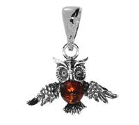 Kettenanhänger OSTSEE-SCHMUCK "- Eule - Silber 925/000 - Bernstein" Gr. 28, silber (silber 925, silberfarben, weiß), Schmuckanhänger, Damen, Silber 925 (Sterlingsilber), Kettenanhänger (15432837-28) s