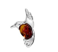 Kettenanhänger OSTSEE-SCHMUCK "- Gleiter-Kolibri - Silber 925/000 - Bernstein" Gr. 17, silber (silber 925, silberfarben, weiß), Schmuckanhänger, Damen, Silber 925 (Sterlingsilber), Kettenanhänger (939