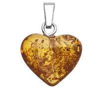 Kettenanhänger OSTSEE-SCHMUCK "- Herz 16 mm Silber 925/000 - Bernstein -" Gr. 25, silber (silber 925, silberfarben, weiß), Schmuckanhänger, Damen, Bernstein, Kettenanhänger (81728718-25) silber 925, s