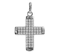 Kettenanhänger OSTSEE-SCHMUCK "Ostsee-Schmuck Anhänger Kreuz 17 x 14 mm", weiß, Schmuckanhänger, Damen, 23 x 14mm, Silber 925 (Sterlingsilber), 1,3 g, Kettenanhänger (51428405-0) weiß