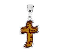 Kettenanhänger OSTSEE-SCHMUCK "- Kreuz 17x11 mm - Silber 925/000 - Bernstein" Gr. 26, silber (silber 925, silberfarben, weiß), Schmuckanhänger, Damen, Silber 925 (Sterlingsilber), Kettenanhänger (7490