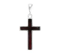 Kettenanhänger OSTSEE-SCHMUCK "Ostsee-Schmuck Anhänger Kreuz 28 x 18 mm", weiß, Schmuckanhänger, Damen, 40 x 18mm, Silber 925 (Sterlingsilber), 3,3 g, Kettenanhänger (61775521-0) weiß