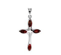 Kettenanhänger OSTSEE-SCHMUCK "Ostsee-Schmuck Anhänger Kreuz 30 x 19 mm", weiß, Schmuckanhänger, Damen, 38x19mm, Silber 925 (Sterlingsilber), 1,8 g, Kettenanhänger (83543009-0) weiß